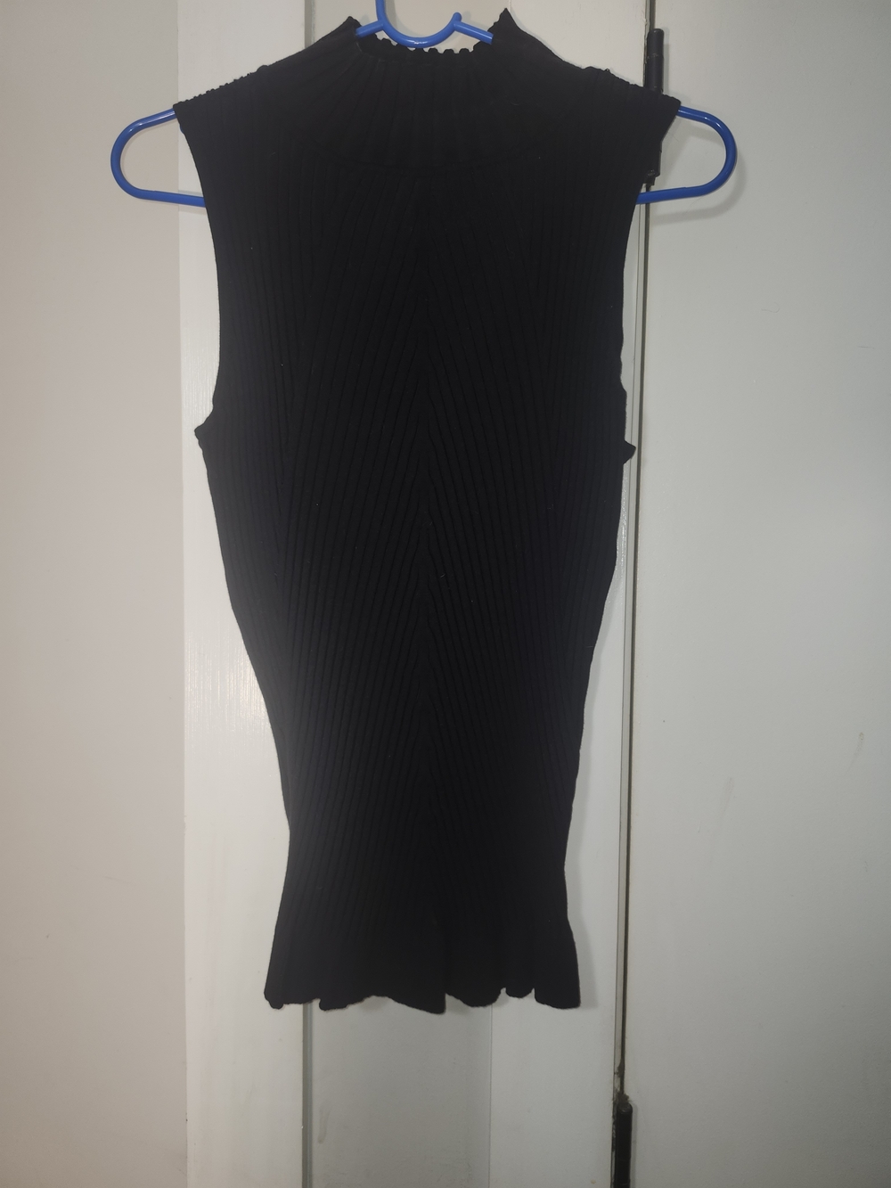 INC International Concepts Black Sleeveless Ribbed Mock Neck Tank